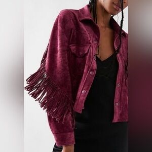 BLANK NYC & Free People vegan suede fringe jacket